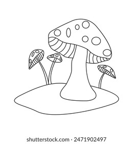 Continuous Mushroom one line art vector
