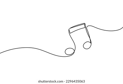 Continuous music line art note vector sketch illustration. Abstract music notes song sound concept background outline icon art one sheet. Vector illustration sketch element.