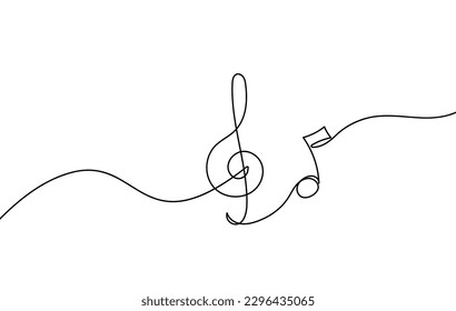 Continuous music line art note vector sketch illustration. Abstract music notes song sound concept background outline icon art one sheet. Vector illustration sketch element.