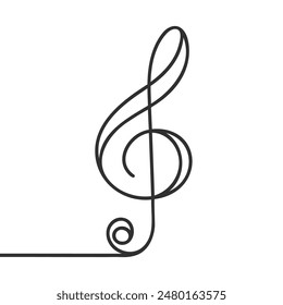 Línea de música continua ilustración de boceto de Vector de nota de arte. notas de música Abstractas canción concepto de sonido de fondo esquema icono arte una hoja. Elemento de esbozo de Ilustración vectorial.