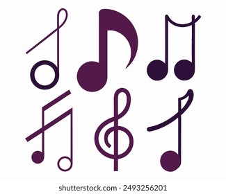 Continuous music line art note vector sketch illustration. Abstract music notes song sound concept background outline icon art one sheet. Vector illustration sketch element.