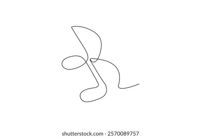 Continuous music line art note vector sketch illustration. Music note and treble clef, continuous one art line drawing. Music concept. Hand drawn doodle sketch.