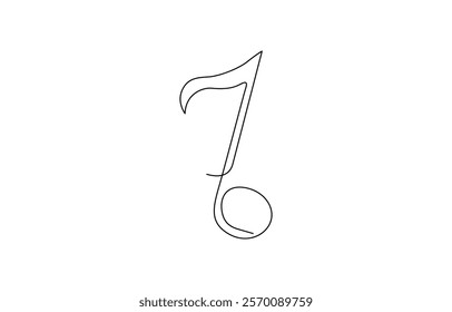 Continuous music line art note vector sketch illustration. Music note and treble clef, continuous one art line drawing. Music concept. Hand drawn doodle sketch.