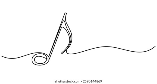 Continuous music line art note vector sketch illustration. Abstract music notes song sound concept background outline, Music notes and treble clef continuous one line drawing. Hand drawn doodle sketch