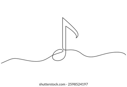 Continuous music line art note vector sketch illustration, Music note continuous one line drawing. Musical note in simple linear style.Music line art, Musical Note Continuous Line Icon.
