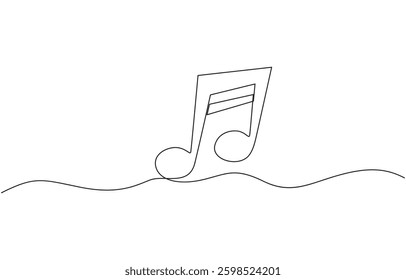 Continuous music line art note vector sketch illustration, Music note continuous one line drawing. Musical note in simple linear style.Music line art, Musical Note Continuous Line Icon.