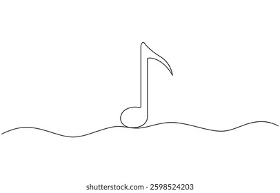 Continuous music line art note vector sketch illustration, Music note continuous one line drawing. Musical note in simple linear style.Music line art, Musical Note Continuous Line Icon.
