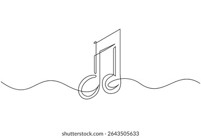 Continuous music line art note vector sketch illustration. Abstract music notes song sound concept background outline, Musical note illustration eps 10.