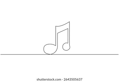 Continuous music line art note vector sketch illustration. Abstract music notes song sound concept background outline, Musical note illustration eps 10.
