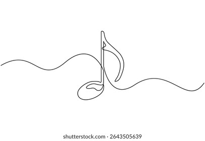 Continuous music line art note vector sketch illustration. Abstract music notes song sound concept background outline, Musical note illustration eps 10.