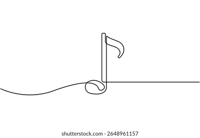 Linha de música contínua de arte nota vetor esboço ilustração. Resumo de notas de música conceito de som de música plano de fundo, Treble clave contínuo um desenho de linha, Sinal de música em estilo linear simples.