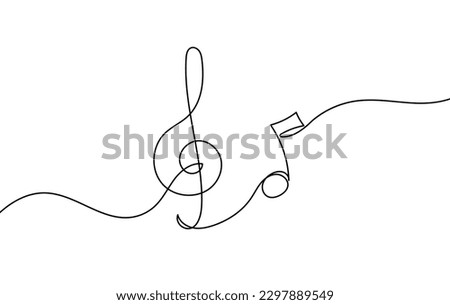 Continuous music line art note vector sketch illustration. Abstract music notes song sound concept background outline icon art one sheet. Vector illustration sketch element.