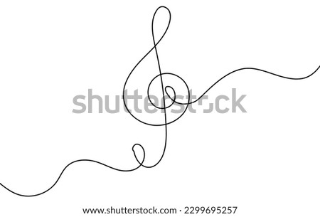 Continuous music line art note vector sketch illustration. Abstract music notes song sound concept background outline icon art one sheet. Vector illustration sketch element.