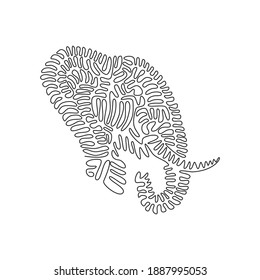 Dibujo continuo de una línea de curva de la cara del elefante arte abstracto en círculo. Ilustración del vector de trazo editable de una sola línea para el uso doméstico amigable del logotipo, decoración de pared y decoración de impresión de afiches