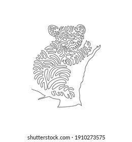Continuous one curve line drawing of  koalas strong claws abstract art. Single line editable stroke vector illustration of fluffy koala ears for logo, wall decor, boho poster