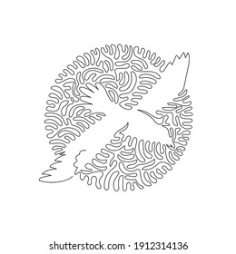 Continuous one curve line drawing of adorable albatros abstract art in circle. Single line editable stroke vector illustration of albatross is a large seabird for logo, wall decor, boho poster