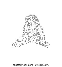 Continuous one curve line drawing of large flippered marine mammal.Curve abstract art. Single line editable stroke vector illustration of walrus have prominent tusks. Wall decor poster and print art