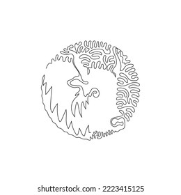 Continuous one curve line drawing of herbivore mammals abstract art in circle. Single line editable stroke vector illustration of domesticated animals for logo, wall decor and poster print decoration