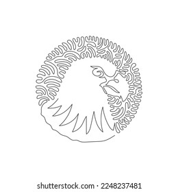Die kontinuierliche Zeichnung einer Kurve hat scharfe Schnäbel. Abstrakte Kunst im Kreis. Einzeilige bearbeitbare Schlaganfall-Vektorgrafik von Raubvögeln für Logo, Wanddekor, Boho-Poster-Druck 