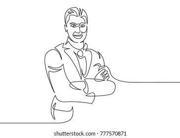 Continuous one drawn line of businessman manager silhouette