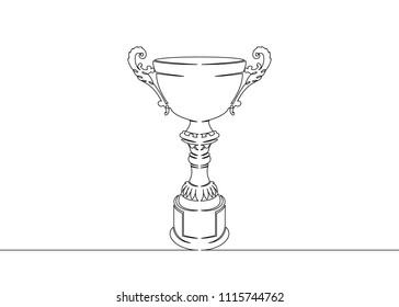 Continuous one drawn single line winning cup. Concept continuous image, winner, champion, cup, trophy, success, win, award, victory, sport, competition.