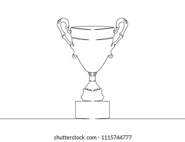 Continuous one drawn single line winning cup. Concept continuous image, winner, champion, cup, trophy, success, win, award, victory, sport, competition.