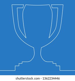 Continuous one drawn single line winning cup winner trophy vector illustration concept