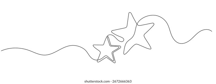 Uma linha editável contínua de estrelas. Desenho vetorial minimalista