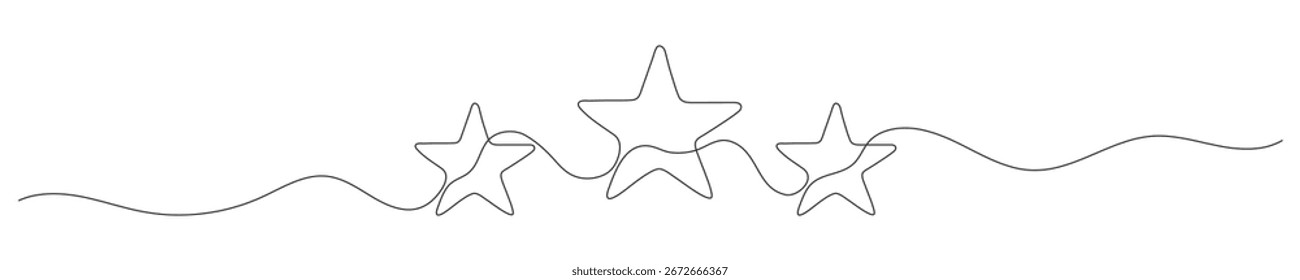 Continuous one editable line of stars. Minimalistic vector drawing