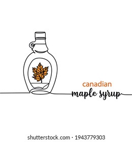 Continuous one line of abstract canadian maple syrup. Minimal style. Perfect for cards, party invitations, posters, stickers, clothing. Food concept.