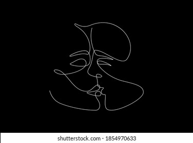 Kontinuierlich ein abstraktes abstraktes Kissenpaar. Zeitgenössische lineare Zeichnung von weiblichen Silhouetten, handgezeichnetes Liebespaar, modernes Kunstposter, Karte, Druck. Vektorgrafik