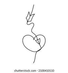 Kontinuierliche Abstrakte One Line Liebessymbol Herz mit Pfeil. Vektorgrafik für Poster, Karte, Banner Valentinstag, Hochzeit, Druck auf Hemd.