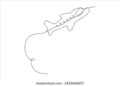 Continuous one line Airplan icon outline vector art illustration 
