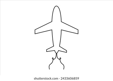 Continuous one line Airplan icon outline vector art illustration 
