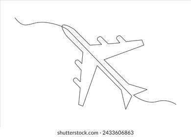 Continuous one line Airplan icon outline vector art illustration 
