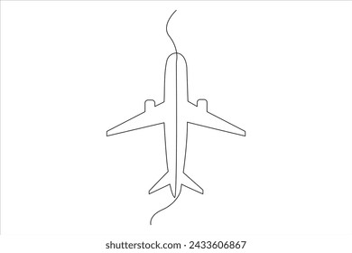 Continuous one line Airplan icon outline vector art illustration 

