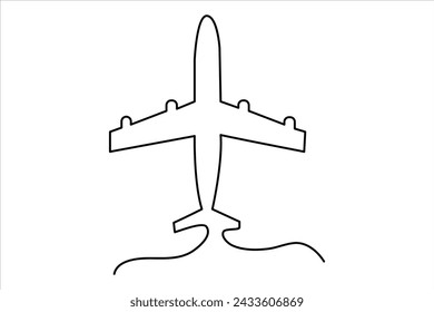 Kontinuierliche eine Linie Airplan-Symbol Umriss Vektor-Kunst-Illustration 
