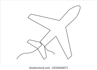 Continuous one line Airplan icon outline vector art illustration 
