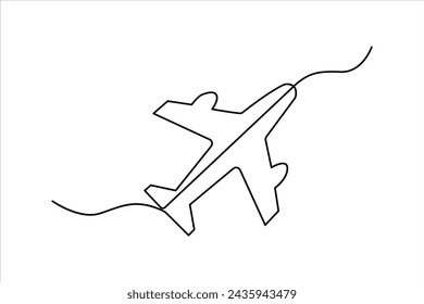 Kontinuierliche eine Linie Airplan-Symbol Umriss Vektor-Kunst-Illustration 