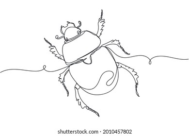 Continuous one line of anoplotrupes stercorosus dor beetle in silhouette on a white background. Linear stylized.Minimalist. svg