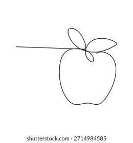 Continuo de una línea de dibujo de manzana ilustración de fruta mínima moderno dibujado a mano contorno