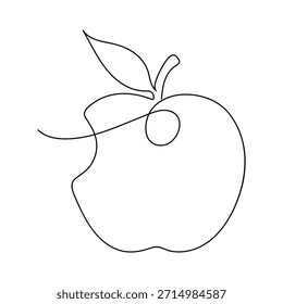 Continuous one line apple drawing minimal fruit illustration modern hand drawn outline
