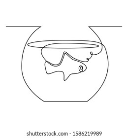 Continuous one line aquarium fish. Stock vector illustration.