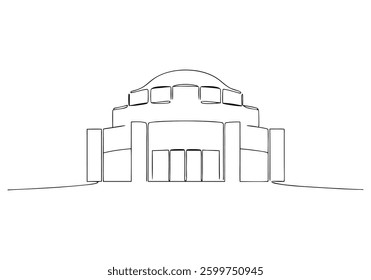 Continuous One Line Architectural Building | Minimalist Landmark Vector Illustration