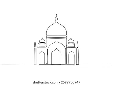 Continuous One Line Architectural Building | Minimalist Landmark Vector Illustration