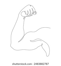 Continuous One Line Arm Bicep Flexing Pose Drawing Illustration. Editable Line. Adjustable Stroke Width.