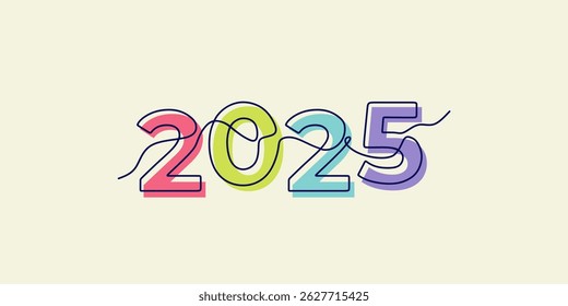 Contínua uma linha do calendário de 2025. Ilustração vetorial de dois mil e dois ícone de calendário de eventos cinco.