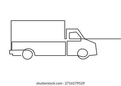 Arte continuo de una línea de un Vector del camión de la emergencia de la ambulancia con diseño estético minimalista limpio
