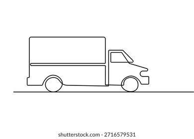 Arte continuo de una línea de un Vector del camión de la emergencia de la ambulancia con diseño estético minimalista limpio