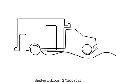 Arte continuo de una línea de un Vector del camión de la emergencia de la ambulancia con diseño estético minimalista limpio